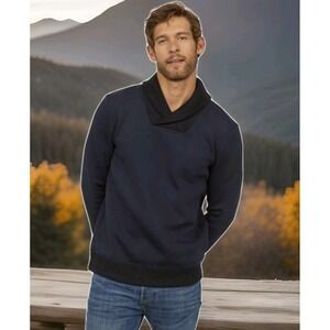 H&M Men's Black & White Sweater Shawl Collar Long Sleeve SZ: SMALL NWT